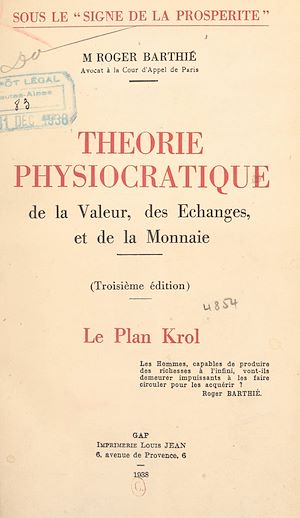 Téléchargez le livre :  Théorie physiocratique de la valeur, des échanges et de la monnaie