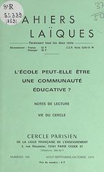 Télécharger le livre :  L'École peut-elle être une communauté éducative ?