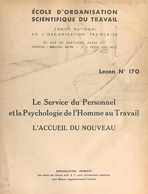 Téléchargez le livre :  Le service du personnel et la psychologie de l'homme au travail