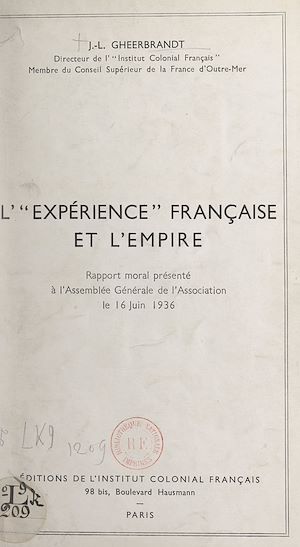 Téléchargez le livre :  L'expérience française et l'Empire