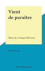 Télécharger le livre :  Vient de paraître