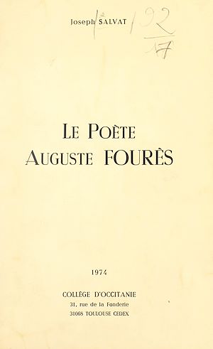 Téléchargez le livre :  Le poète Auguste Fourès