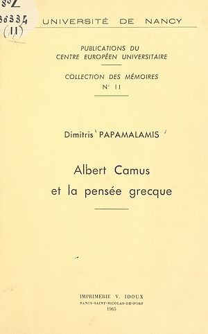 Téléchargez le livre :  Albert Camus et la pensée grecque