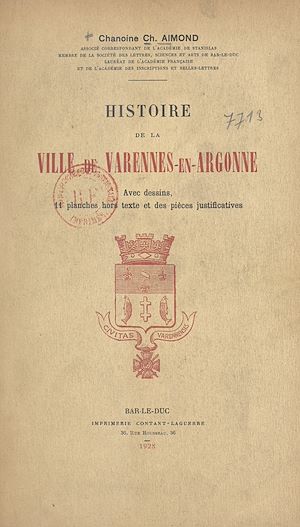Téléchargez le livre :  Histoire de la ville de Varennes-en-Argonne