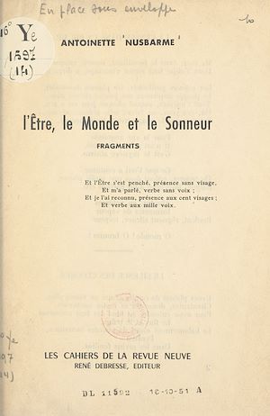 Téléchargez le livre :  L'Être, le monde et le sonneur