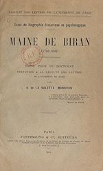 Télécharger le livre :  Maine de Biran, 1766-1824 : essai de biographie historique et psychologique