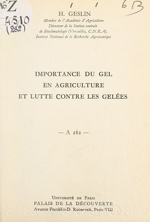 Téléchargez le livre :  Importance du gel en agriculture et lutte contre les gelées