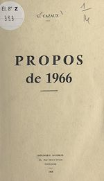 Télécharger le livre :  Propos de 1966