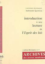 Télécharger le livre :  Introduction à une lecture de l'esprit des lois