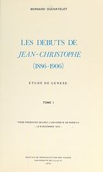 Télécharger le livre :  Les débuts de « Jean-Christophe », 1886-1906. Étude de genèse (1)