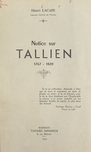 Téléchargez le livre :  Notice sur Tallien, 1767-1820