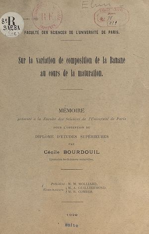 Téléchargez le livre :  Sur la variation de composition de la banane au cours de la maturation