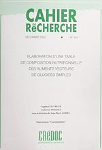 Télécharger le livre :  Élaboration d'une table de composition nutritionnelle des aliments vecteurs de glucides simples