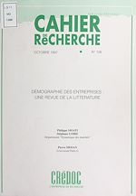 Télécharger le livre :  Démographie des entreprises : une revue de la littérature
