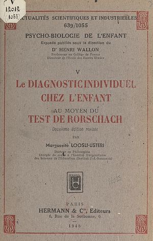 Téléchargez le livre :  Le diagnostic individuel chez l'enfant au moyen du test de Rorschach