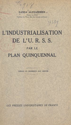 Téléchargez le livre :  L'industrialisation de l'U.R.S.S. par le plan quinquennal