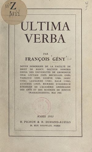 Téléchargez le livre :  Ultima verba