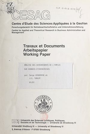 Téléchargez le livre :  Analyse des déterminants de l'emploi sur données d'entreprises