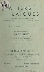 Télécharger le livre :  Un grand laïque, Paul Bert, 1833-1886