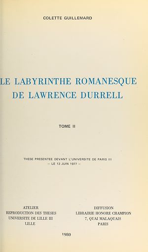 Téléchargez le livre :  Le labyrinthe romanesque de Lawrence Durrell (2)