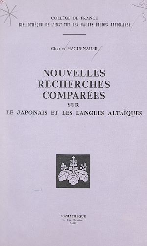 Téléchargez le livre :  Nouvelles recherches comparées sur le japonais et les langues altaïques