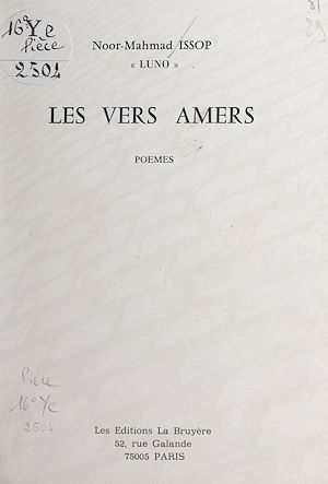 Téléchargez le livre :  Les vers amers