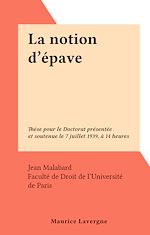Télécharger le livre :  La notion d'épave
