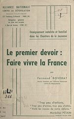 Télécharger le livre :  Le premier devoir : faire vivre la France