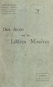 Télécharger le livre :  Des droits sur les lettres missives étudiés principalement en vue du système postal français (1)