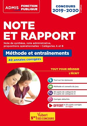 NOTE ET RAPPORT - METHODE ET ENTRAINEMENTS - 40 ANNALES CORRIGEES