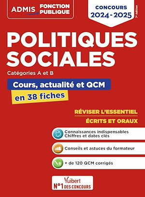 Politiques sociales - Cours, actualité et QCM - Concours de catégories A et B - L'essentiel en 38 fiches | Jamot-Robert, Christelle. Auteur
