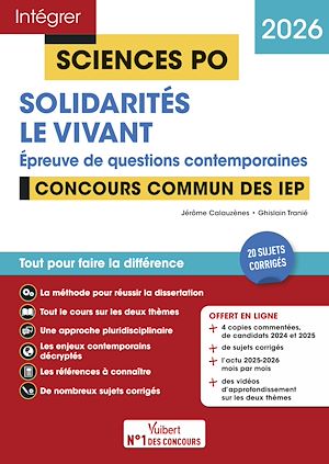 Téléchargez le livre :  Sciences Po - Questions contemporaines - Solidarités + Le vivant - Concours commun des IEP 2026