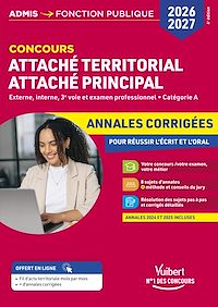 Télécharger le livre : Concours Attaché territorial, Attaché principal 2026-2027 - Annales corrigées