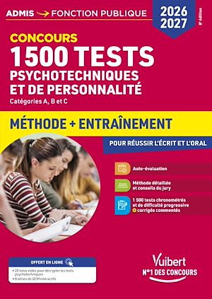 Téléchargez le livre :  1500 tests psychotechniques et de personnalité - Méthode et entraînement intensif - Concours 2026-2027