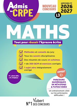 Téléchargez le livre :  Admis au CRPE 2026-2027 - Epreuve écrite d'admissibilité L3 - Maths