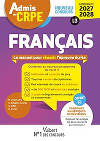 Télécharger le livre : Admis au CRPE 2027-2028 - Français : Epreuve écrite d'admissibilité L3