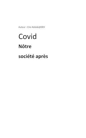 Download the eBook: Covid nôtre société après