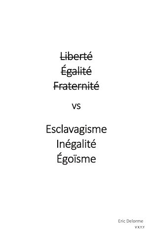 Téléchargez le livre :  Liberté Égalité Fraternité vs Esclavagisme Inégalité Egoïsme