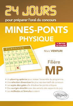 Télécharger le livre :  Physique 24 jours pour préparer l'oral du concours Mines-Ponts - Filière MP - 2e édition actualisée