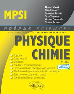 Télécharger le livre :  Physique-Chimie MPSI - Programme 2021