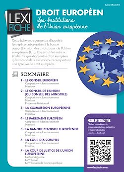 Télécharger le livre :  Droit européen - Les institutions de l'Union Européenne