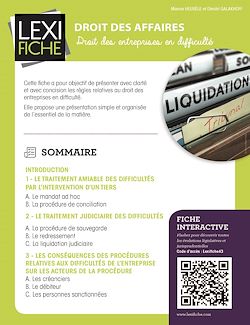 Télécharger le livre :  Droit des affaires - Droit des entreprises en difficulté