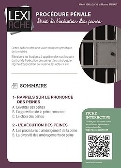 Télécharger le livre :  Procédure pénale - Droit de l'éxécution des peines