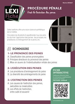 Télécharger le livre :  Procédure pénale - Droit de l'exécution des peines