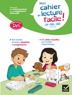Télécharger le livre :  Mon cahier de lecture facile ! adapté aux enfants DYS ou en difficulté d'apprentissage CP-CE1-CE2