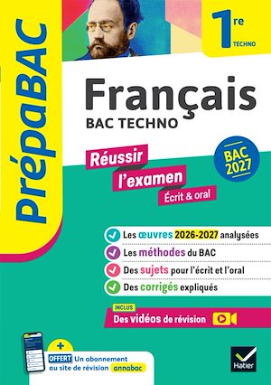 Download the eBook: Prépabac - Français 1re technologique Bac de français 2027 (écrit & oral)