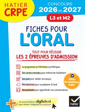 Téléchargez le livre :  Hatier CRPE -  Fiches pour l'Oral - Tout pour réussir les épreuves d'admission - L3 - M2 - 2026/2027