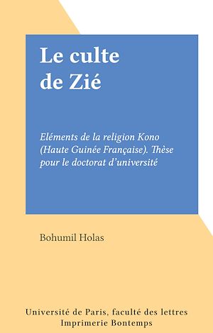 Téléchargez le livre :  Le culte de Zié