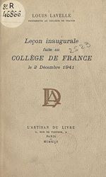 Télécharger le livre :  Leçon inaugurale faite au Collège de France, le 2 décembre 1941
