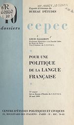 Télécharger le livre :  Pour une politique de la langue française